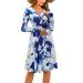 OUGES Womens V-Neck Long/Short Sleeve Casual Floral Maternity Dresses Nursing Gown Breastfeeding Dress with Pockets XL Long Sleeve-floral C