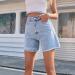 FUMOOD Women's Mid Waist Baggy Bermuda Denim Shorts - Light Blue, Large - Buy Online on SooperMarket.com