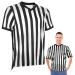 Facynde football referee shirt men-striped-referee-cost -referee shirt with a V-neck suitable for baketball football and sport V-neck XXL