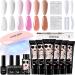 Morovan Poly Gel Nail Kit with UV Lamp - Poly Nail Gel Kit for Beginners Pink Clear Professional Poly Gel Kits with UV Light Starter Kits Poly Nail Extension Gel Nail Kit Advanced