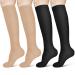 Acwoo compression stockings women and men 2 couples compression socks Medical compression socks knee socks women thrombosis socks compression socks (l/xl black+beige) 2 pairs - l/xl black+beige