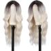 Long Wavy Wig Ombre Platinum Blonde Wigs for Women 24 Inch Middle Part Curly Synthetic Hair Natural Looking Heat Resistant Fiber for Daily Party Use (Ombre Platinum Blonde) - Buy Online on SooperMarket.com