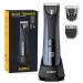 Intimate razor man Kibiy electrical body razor men with LED light & display IPX7 waterproof body hair trimmer with interchangeable anti-cut ceramic blade (blue body and two blades)