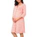 Marvmys Maternity Nightdress For Hospital Breastfeeding Nightwear 3/4 Length Sleeves Nursing Nightgown Button Down Sleep Shirt V Neck Pajama Soft Loungwear For Pregnant Women A-pink L