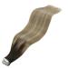 Youngsee Balayage Tape In Extensions - Real Brown Remy Hair 50cm 20pcs #4/14/60 - Invisible Skin Weft for Effortless Volume - Buy Online on SooperMarket.com