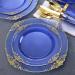 Nervure 175PCS Clear Blue Plastic Plates with Gold Trim - Ideal for Weddings & Parties - Buy Online on SooperMarket.com