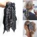 Black Floral/Striped Scarf Scrunchie Set - 5pcs Chiffon/Silk Hair Ties for Women - Buy Online on SooperMarket.com