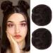 REECHO Space Bun Hair Pieces 2 PCS Mini Claw Clip in Messy & Cat Ears Fake Hair Bun Extensions Wig Accessory Updo Hairpieces for Women Girls (Pack of 2-3.5 Wavy Black Brown) Pack of 2 - 3.5 Wavy Black Brown