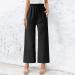 Gufesf Women's Cotton Linen Palazzo Pants - High Waisted Wide Leg Trousers with Pockets in Black (Small) - Buy Online on SooperMarket.com