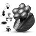 Head Shavers for Men Upgraded 5 in 1 Multifunctional Bald Head Shaver Grooming Kit Cordless Electric Razor for Men Rotary Mens Head Razor Rechargeable Razors for Bald Man Waterproof (Gray)