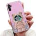 Tivenfezk Nadoli for Samsung Galaxy A24/A25 5G Treibsand B r Astronaut Hidden Stand Shell caricature glitter astronaut stand soft silicone bling cell phone case Samsung Galaxy A24 4g/A25 5G pink