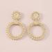 Chargances Boho Baroque Round Pearl Hoop Dangle Earrings with Crystal Accents - Gold | Fashion Stud Earrings for Women and Girls - Buy Online on SooperMarket.com