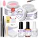 SAVILAND Quick-dry Builder Nail Gel Kit - Clear Pink Builder Hard Gel with Mini UV Light Top Gel Nail Dehydrator Non-acid PH Bond Primer and Nail Extension Application Tools for beginners