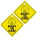 Bewudy 2 PCS Baby on Board Car Warning Sign Baby on Board Sticker Sign for Car Warning with Suction Cups Baby in Car Sticker for Car Reusable Baby on Board Sticker Yellow (Baby in Car)