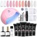 Modelones Poly Nail Gel Kit - Nail Extension Enhancement Builder Nail Gel with 48W LED Nail Lamp 6 Nude Pink Color Slip Solution Rhinestones Glitters All In One Kit Manicure Starter Kit DIY at Home Gift for Women
