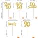 Rsstarxi 30 Pack 90th Birthday Cupcake Toppers Glitter Ninety Cheers to 90 Birthday Hello 90 Fabulous Cupcake Picks Decorations for Happy 90th Birthday Wedding Anniversary Party Cake Decors Gold Gold 90th - Buy Online on SooperMarket.com