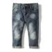 KIDSCOOL SPACE Baby Girl Boy Slim Jeans Little Kid Elastic Band Inside Ripped Denim Pants 4-5 Years Slim Dark Blue-2094