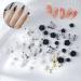 3D Flower Nail Charms 200 Pcs White Black Clear Acrylic Camellia Nail Art Charms Rose Butterfly Nail Rhinestones Gems Jewelry with Mini Caviar Beads Pearls (White+Black+Clear) - Buy Online on SooperMarket.com