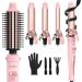 4-in-1 Interchangeable Automatic Rotating Curling Iron & Thermal Brush Set - Pink | Instant Heat 410 F for Effortless Curls - Buy Online on SooperMarket.com