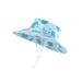 LANGZHEN Beach Sun Protection Hat for Baby Girls Adjustable Toddler Kids Hat Wide Brim Summer Play Hat with Chin Strap Whale -Turquoise 2-4 Years