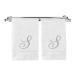 Monogrammed Washcloth Towel  Personalized Gift  13x13 Inches - Set of 2 - Silver Script Embroidered Towel - Extra Absorbent 100% Turkish Cotton - Soft Terry Finish - Initial S White 2 Washcloths - Script Initial S White ...