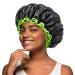 Mikimini black shower hood for women men and girls 2 packs reusable double-layer waterproof bathing shower hood with soft comfortable PEVA lining stretchy shower hood medium (2-pack) black+green