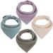 WD&CD 4 Pieces Triangle Baby Dribble Bibs with 2 Adjustable Button Soft & Absorbent for Boys Girls