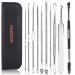 9PCS Blackhead Remover Comedone Extractor, Pimple Extractors Extractor Kit, Popper Extraction Tool Loop Curved Tweezers with free double-headed eyebrow brush