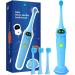 NBGRLVS Kids Sonic Electric Toothbrush  2 Modes with Memory  2 Min Timer  Fun&Easy Clean  IPX7 Waterproof Rechargeable Kids Toothbrush for Age 3+  3 Dupont Soft Bristles  Blue