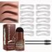 Ey brow stamps medium brown eyebrow powder template kit waterproof eyebrow powder for quick application of make-up eyebrow stamp kit continued natural medium brown