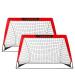 L RUNNZER Portable Soccer Goal, Pop Up Soccer Goal Net for Backyard, Set of 2 with Portable Carrying Case Red 4x3 FT
