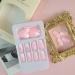 Pink Gradient Rhinestone Press on Nails - 24 Pcs Medium Coffin Shape | Glitter Powder & Rhinestone Designs | False Nails for Women and Girls - Buy Online on SooperMarket.com