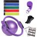 YXILEE Pilates Ring Circle Set - Workout at Home Workout Equipment Women - Booty Bands Stretching Equipment Pilates Mini Exercise Ball for Legs Arms and Thighs - Weight Loss for Women Video Guides Purple