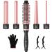 5 in 1 Curling Iron Curling Wand Set with Curling Thermal Brush&4 Interchangeable Ceramic Curling Wand(0.4"-1.25") Long Lasting Curls Hair Iron Crimper Instant Heat Up Hair Curler with Glove&2 Clips