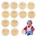 NPQ 12 Pcs Baby Monthly Milestone Cards 10cm Round Wooden Baby Announcement Sign for New Parents Gift Set Newborn Photography Baby First Year Growth Commermoration Photo Props
