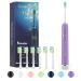 7am2m Electric Toothbrush with 6 Brush Heads for Kids and Chlidren, One Charge for 100 Days,Wireless Fast Charge, 5 Modes with 2 Minutes Build in Smart Timer,IPX7 Waterproof(Purple)