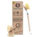 Chinchilla rinse brush made of beech wood |Sustainable kitchen brush with natural fiber bristles |incl. 3 change heads |Plastic -free & durable flushing brush + 3 exchange heads