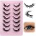 outopen 7 Pairs Cat Eye Lashes Messy Dramatic Eyelashes Extensions Thick Natural Wispy Look Cat-Eye 3D Wool Curl Long Volume Soft Strip Reusable 4Styles Women Makeup Tools (A04)