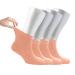Cosyfeel Women Loose Diabetic Socks | 4-Pack Neuropathy Ankle Socks for Ladies | Super Soft Eco-Friendly Bamboo Material | Durable with Seamless Toe | Multicolour Patterns | 4 Seasons 4-7 SALMON