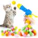 Heyu-Lotus Interactive Cat Toys 100 Pcs Cat Pom Pom Balls & 1 Cat Ball Toy Launcher Colorful Plush Toy Balls for Funny Cat Toys for Indoor Training Playing Pet Supplies