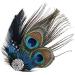 Feather Peacock Hair Clip Natural Feather Fascinator Barrette with Sparking Rhinestone  - Buy Online on SooperMarket.com