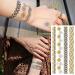 8 Sheets Gold Metallic Temporary Tattoos for Women - Shimmer Designs, Jewelry Fake Tattoo Stickers - Waterproof Body Makeup - Buy Online on SooperMarket.com