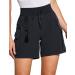 ZUTY Women's 6" Hiking Cargo Shorts Quick Dry Water Resistant Lightweight with Zipper Pockets UPF 50+ for Women Golf Athletic Black Medium