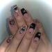 MISUD Coffin Press on Nails Medium Ballerina Fake Nails Glossy Glue on Nails Black French Tip Acrylic Nails Star 3D Rhinestone Stick on False Nails 24 pcs 0001-Y