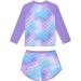 Girls Purple Mermaid Swimsuit Set | UPF 50+ Long Sleeve Swimwear for Kids 3-4 Years | Toddler Two Piece Bathing Suit by TUONROAD - Buy Online on SooperMarket.com