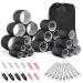 Mabufun 46 PCS Hair Rollers With Clips For Long Hair Curlers Velcro Rollers Jumbo Hair Rollers Self Grip Hair Roller Set 22 Stainless Steel Clips And A Storage Bag