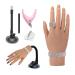 Silicone Nail Practice Hand for Acrylic Nails, Realistic Practice Hand Mannequin with Bracket, Flexible Bendable Silicone Hand Kit with 50Pcs Nail Tips(Right Hand) (3#)