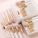 BEILI 30Pcs Professional Makeup Brush Set - Vegan Synthetic Kabuki Brushes for Face, Eyes, and Blush - Pearl White/Rose Gold - Buy Online on SooperMarket.com
