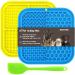 Dog Lick Mat with Suction Cups, 2 Pcs Slow Feeder Mat Silicone Lick Pad for Dog Cat with Spatula - Yellow & Blue