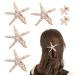 4 Starfish Hair Clips 2 Flower Hair Clips Wedding Accessories Diamond Hair Clips Elegant Non-Slip Hair Accessories for Girls Flower Girl